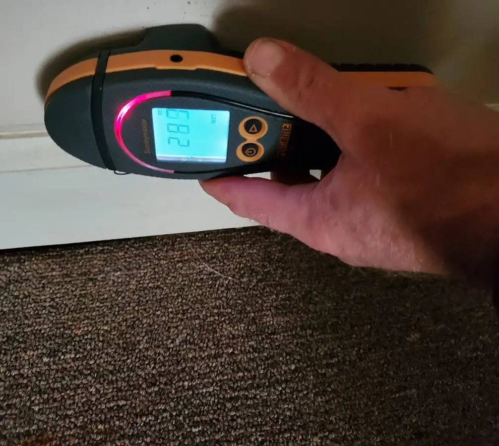 Moisture detection at baseboard during Burst Pipe Cleanup in College Place